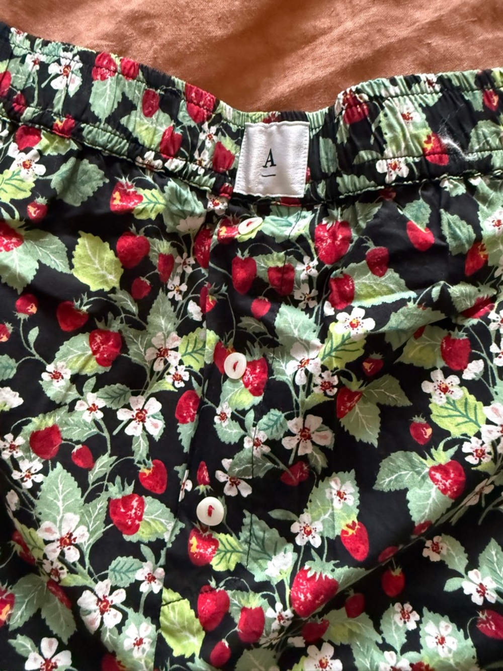 Anthropologie Black Floral & Strawberry High-Waist Shorts - Picture 2 of 5